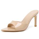 Susanny, nua e pontiaguda, bico aberto, Stiletto Mules 9 Susanny, nua e pontiaguda, bico aberto, Stiletto Mules 9