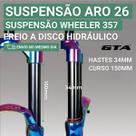 Suspensão Amortecedor Aro 26 Garfo de Bicicleta Aro 26 GTA Wheeler 357 28.6 Para Freio Disco 150MM
