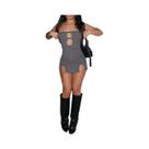 Suspensório de cor sólida feminino oco em forma de coração abraçando o quadril vestido