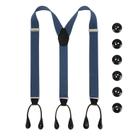 Suspensórios de botão LEHOMU masculinos ajustáveis com 3,5 cm de largura, azul escuro Suspensórios de botão LEHOMU masculinos ajustáveis com 3,5 cm de largura, azul escuro