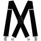 Suspensórios Moulen Masculinos X-Back, 5 cm de largura, reforçados, pretos
