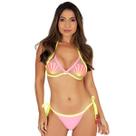 Sutiã Biquini Tule Asa Delta Bordado Moda Crochê Concha Rosa