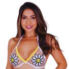 Sutiã Biquini Tule Asa Delta Bordado Moda Crochê Margarida