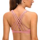 Sutiã CRZ YOGA sem aro com bojo rosa médio e decote em V com tiras