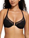 Sutiã Deyllo Lace com Fecho Frontal Semi-Transparente Underwire 36B Preto