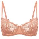 Sutiã DOBREVA 38D Renda Transparente Push Up Plus Size Creme Café