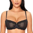 Sutiã DOBREVA 38DD Renda com Aro Balconete Transparente Plus Size