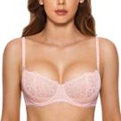 Sutiã DOBREVA 40DD Renda Push Up Transparente Balconette Rosa