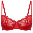 Sutiã DOBREVA Push Up Balconette em Renda Transparente 40C Vermelho