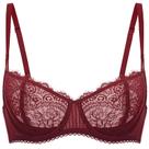 Sutiã DOBREVA Renda Push Up Plus Size Transparente 42B Vermelho Escuro