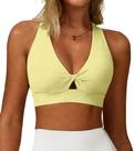 Sutiã esportivo POIHIDE High Impact com decote em V, acolchoado, amarelo Sutiã esportivo POIHIDE High Impact com decote em V, acolchoado, amarelo