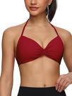 Sutiã esportivo Queerier Halter acolchoado com tiras de ioga vermelho para mulheres