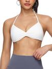 Sutiã esportivo Queerier Halter acolchoado com tiras para ioga, branco