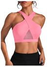 Sutiã esportivo SweatyRocks Criss Cross Mesh Racerback Yoga Rosa