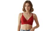 Sutiã Meia Taça Rendado Forrado Sem Bojo Alça Ajustável Fecho Colchete Lingerie Feminina