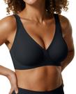Sutiã OEAK Wireless Deep V, compatível com sem fio, preto, XL