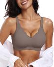Sutiã OEAK Womens Wireless Push Up Support, cobertura total, cinza L