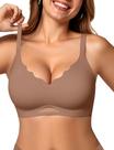 Sutiã Push Up sem fio OEAK Scalloped V Neck Coffee para mulheres