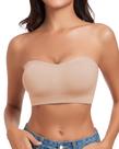 Sutiã sem alças WOWENY Bandeau Wireless, antiderrapante, acolchoado, nu