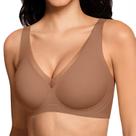 Sutiã sem fio Letsjoli Deep V Mesh para mulheres CW e café tamanho L