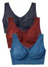 Sutiã Sleep Bra para caminhada, feminino, confortável, sem fio, pacote com 3 unidades