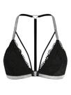 Sutiã SweatyRocks Push Up Racerback com fecho frontal preto brilhante
