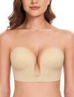 Sutiã Wingslove Deep V Plunge sem alças Push Up vermelho 36DD