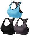Sutiãs esportivos Match Racerback para mulheres blusas de treino acolchoadas sem costura para ioga, academia, corrida e fitness (1 pacote de 3 (preto-cinza-azul), pequenos) Sutiãs esportivos Match Racerback para mulheres blusas de treino acolchoadas sem costura para ioga, academia, corrida e fitness (1 pacote de 3 (preto-cinza-azul), pequenos)