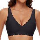 Sutiãs sem fio Deep V Petal para mulheres Quttlzze Dark Black Sutiãs sem fio Deep V Petal para mulheres Quttlzze Dark Black