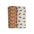 Swaddle Set lulujo Boho, cobertores de musselina de algodão, pacote com 2 Swaddle Set lulujo Boho, cobertores de musselina de algodão, pacote com 2