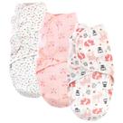 Swaddle Wrap Hudson Baby acolchoado de algodão de 0 a 3 meses, pacote com 3 unidades para meninas