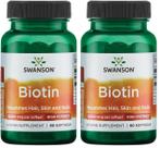 Swanson Vitamina Biotina 10000 mcg 60 Softgels Pacote com 2
