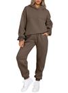 Sweat Set Aleumdr para mulheres, moletom com capuz e joggers, marrom