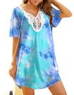 Swimsuit Cover Up Ekouaer Lace Crochet com decote em V para mulheres
