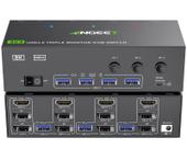 Switch KVM ANGEET 3 monitores e 3 computadores 8K @60Hz 4K @144Hz