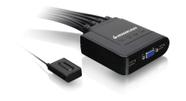 Switch KVM IOGEAR USB de 4 portas com cabos e controle remoto GCS24U