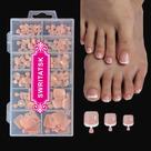 SWRITATSK Unhas postiças francesas para os pés 120 peças, pontas quadradas