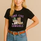 T-shirt Algodão Feminina Estamp Caveira Bota Longa Camiseta Cowgirl Chapéu Boiadeira Linda Delicada T-shirt Algodão Feminina Estamp Caveira Bota Longa Camiseta Cowgirl Chapéu Boiadeira Linda Delicada
