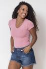 T-Shirt Básica Decote V Polo Wear Rosa Claro
