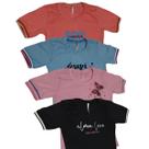 T-shirt Básica Feminina Algodão Com Punho
