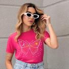 T-shirt Blusa Feminina Da Moda Blogueira Estilosa borboleta lua