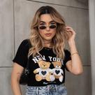 T-shirt Blusa Feminina Da Moda Blogueira Estilosa new york