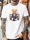 T-shirt Casual Ursinho Terno Rosa Algodão Confortável T-shirt Casual Ursinho Terno Rosa Algodão Confortável