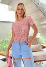 T-shirt de Renda com Aplicação e Detalhes Exclusivos Perfect Way Veste 36/38