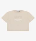 T-Shirt Femina Cropped Meia Malha Estampa Minty Bege