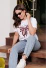 T-Shirt Feminina 100% Algodão Branca Happy