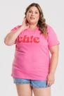T-shirt Feminina Plus Size 100% Algodão Estampada "CHIC" - Serena