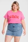 T-shirt Feminina Plus Size 100% Algodão Estampada "CHIC" - Serena