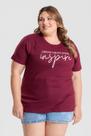 T-shirt Feminina Plus Size 100% Algodão Estampada "DREAM CREATE SHARE INSPIRE" - Serena