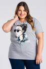 T-shirt Feminina Plus Size Malha Algodão c/ Estampada - Serena